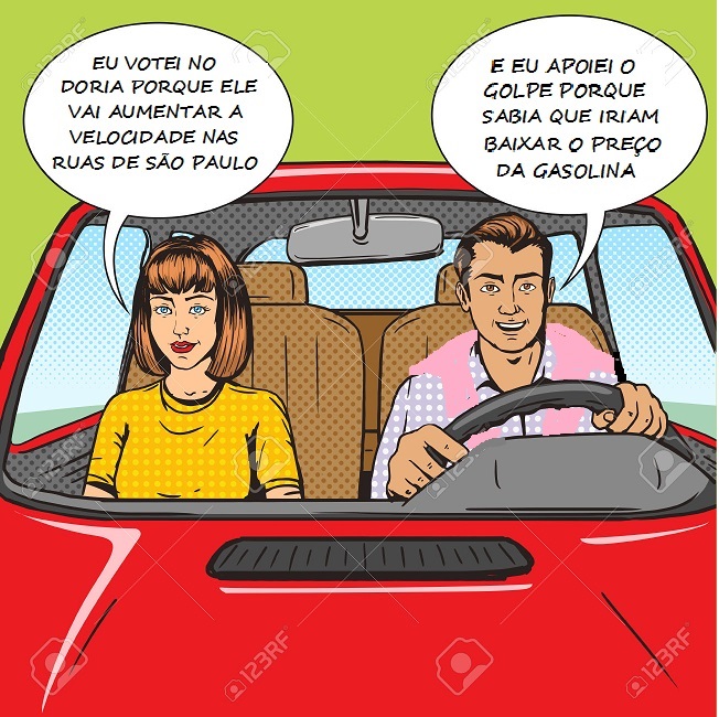 Family couple in car pop art style vector illustration.  Comic book style imitation. Vintage retro style. Conceptual illustration